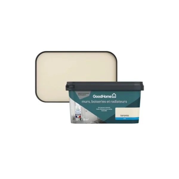 Peinture murs, boiseries et radiateurs blanc toronto mat GoodHome Premium 2.5 L