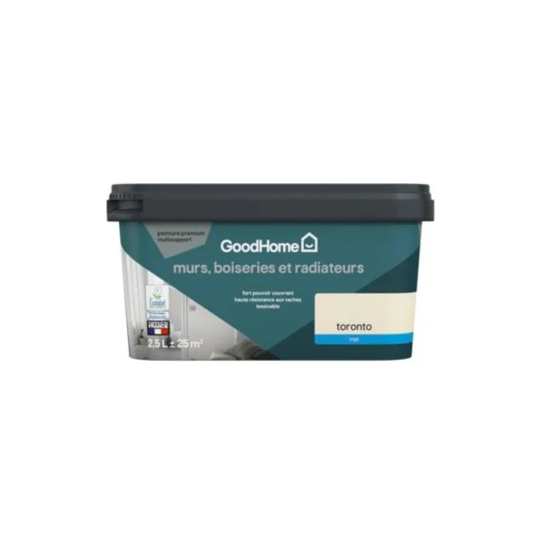 Peinture murs, boiseries et radiateurs blanc toronto mat GoodHome Premium 2.5 L