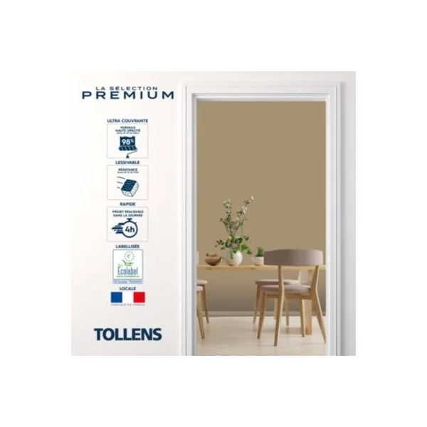 Peinture murs, boiseries et radiateurs marron brun bronze velours Tollens Premium 2.5 L