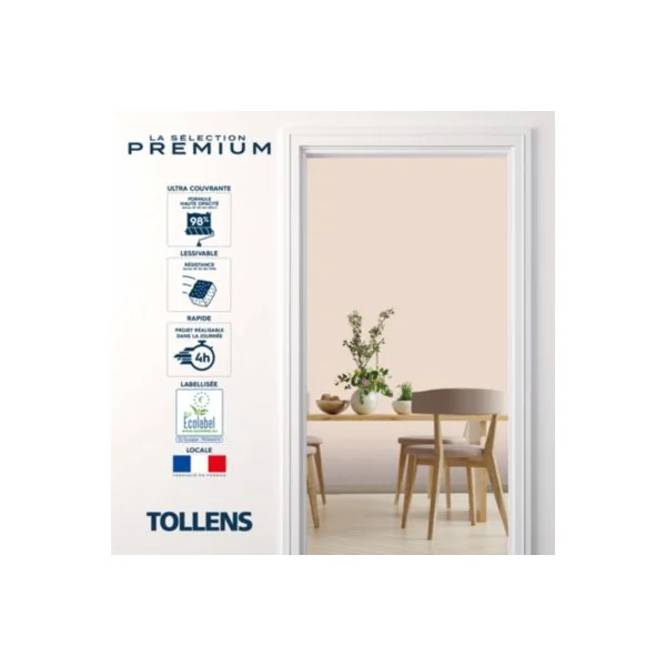 Peinture murs, boiseries et radiateurs rose dragée mat Tollens Premium 0.5 L