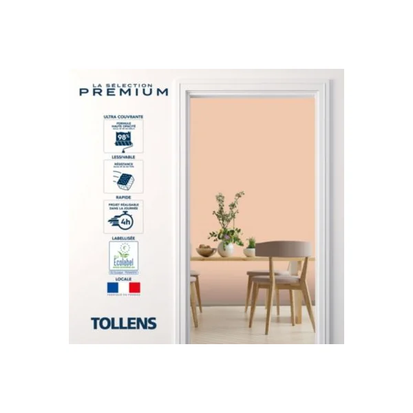 Peinture murs, boiseries et radiateurs rose nude velours Tollens Premium 0.5 L