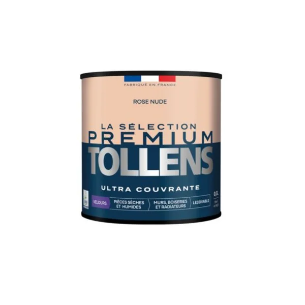 Peinture murs, boiseries et radiateurs rose nude velours Tollens Premium 0.5 L