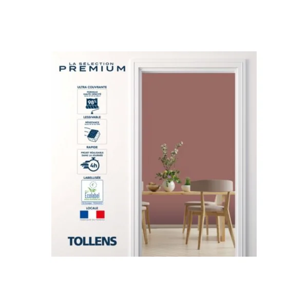 Peinture murs, boiseries et radiateurs rouge acajou velours Tollens Premium 2.5 L