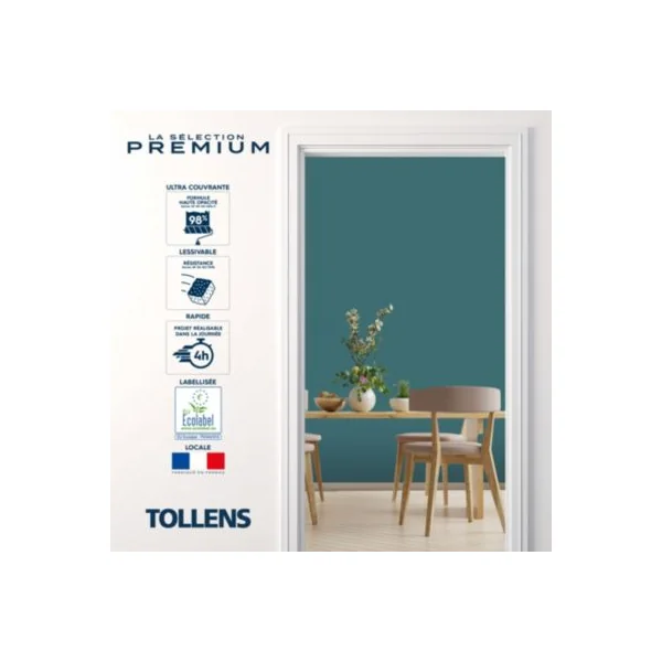 Peinture murs, boiseries et radiateurs vert sapin satin Tollens Premium 2.5 L