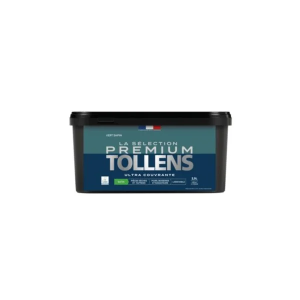 Peinture murs, boiseries et radiateurs vert sapin satin Tollens Premium 2.5 L