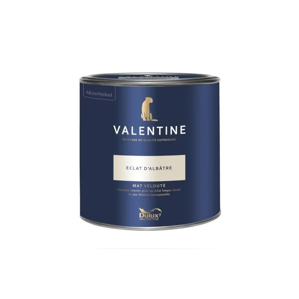 Peinture murs et boiseries blanc éclat d'albâtre Dulux Valentine Mat Velouté 2 L