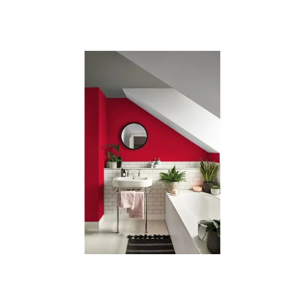 Peinture murs et boiseries cuisine et bain rouge industriel satin Dulux Valentine Crème de couleur 2 L