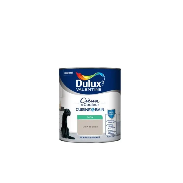Peinture murs et boiseries cuisine et beige grain de sable satin Dulux Valentine Crème de couleur 0.75 L