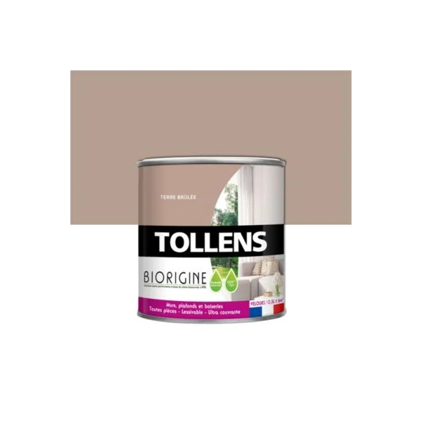 Peinture murs et plafonds Biorigine Tollens velours terre Brulée 0,5L