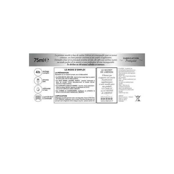 Peinture à base de caséine meubles Libéron layette mat 75ml