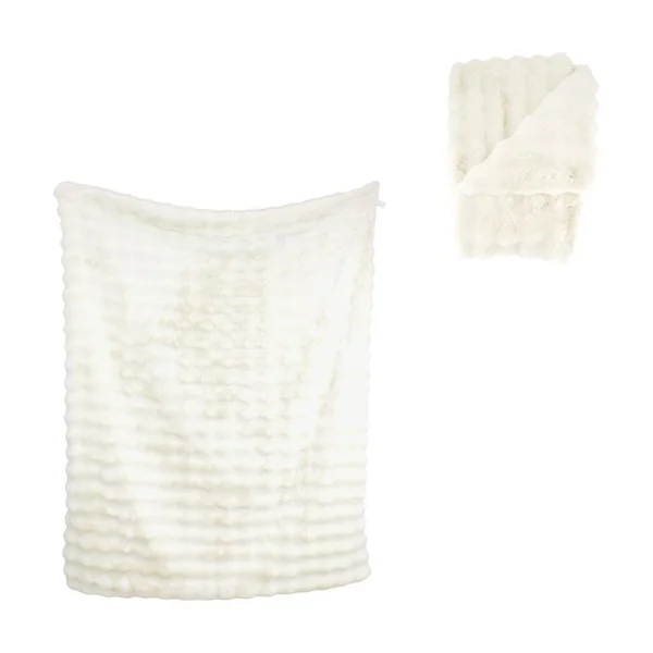 Plaid blanc cassé en polyester - 170 x 130 cm