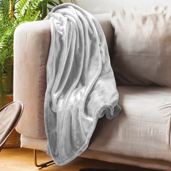 Plaid polaire 150x200 cm microvelours 100% Polyester 280 g/m2 VELVET Gris Perle