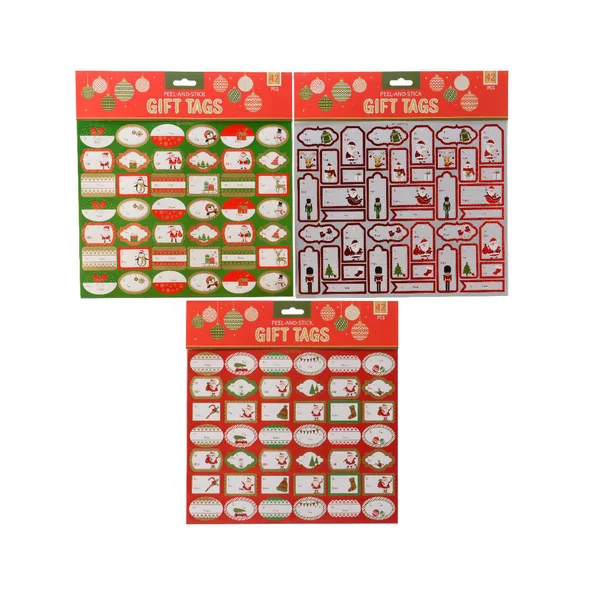 Planche de 42 étiquettes autocollantes pour cadeaux - 30,5 x 25 cm