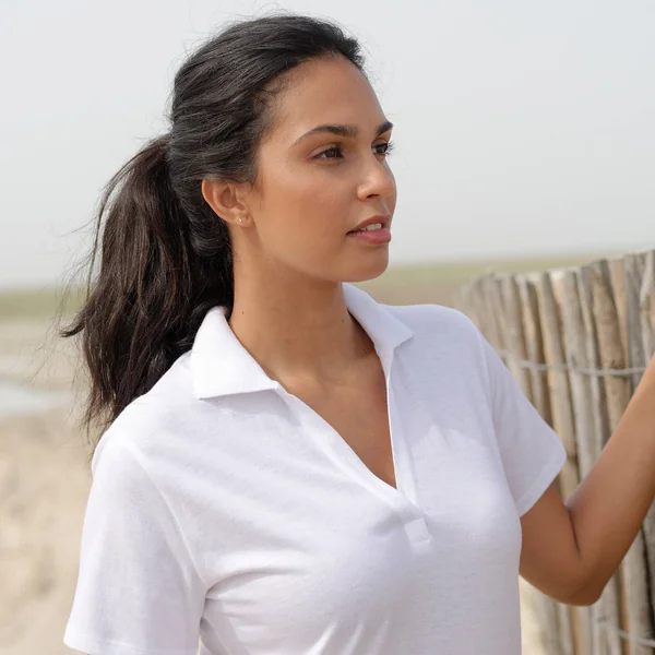 Polo manches courtes, maille jersey, blanc