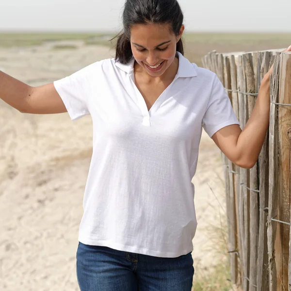 Polo manches courtes, maille jersey, blanc