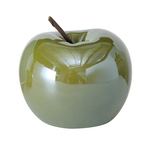 Pomme décorative en poterie verte Perly verte petit modèle - Ø 7 x H 7 cm