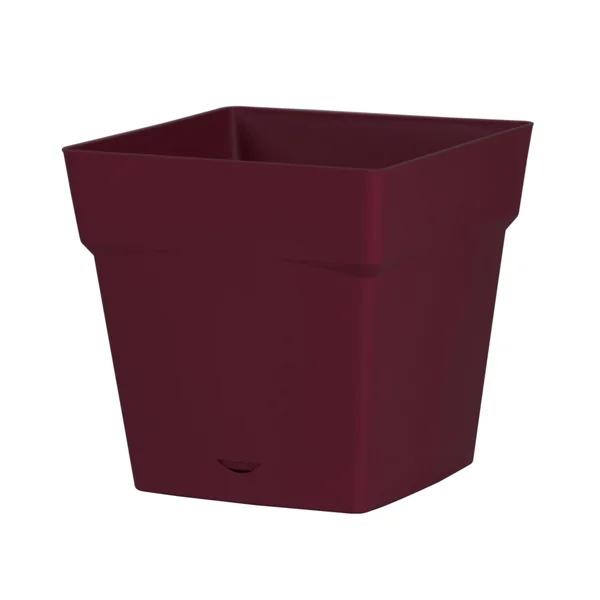 Pot carré en polypropylène rouge Bourgogne Eda Toscane 10,2 L - 24,8 x 24,8 cm