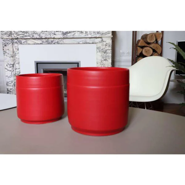 Pot coloris rouge en terre émaillée Eveil - Ø 21 cm