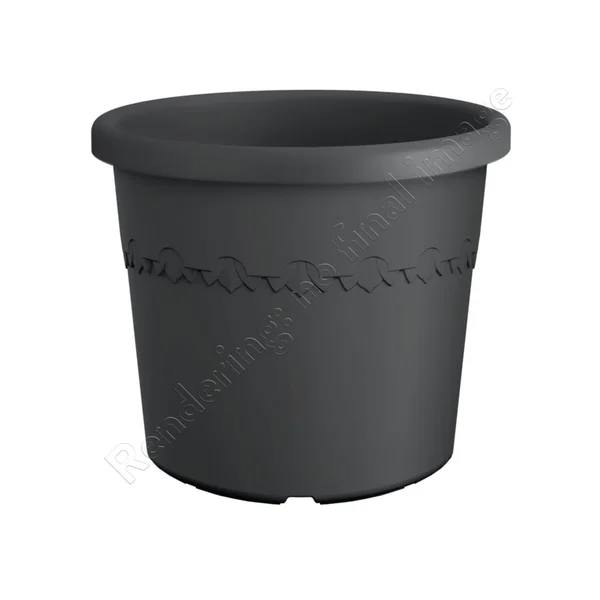 Pot en plastique recyclé gris anthracite Elho Algarve Cilindro - Ø 24,5 x H 20,8 cm
