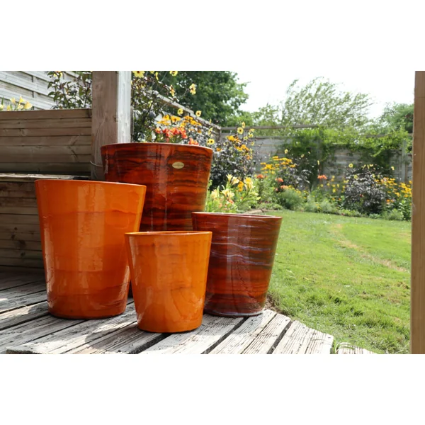 Pot en terre cuite émaillée orange Savane Les Poteries d’Albi Sydney - Ø 25 x H 29 cm