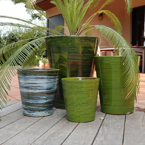 Pot en terre cuite émaillée vert Forêt Les Poteries d’Albi Sydney - Ø 45 x H 61 cm