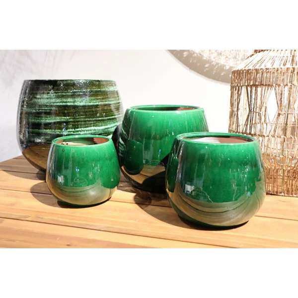 Pot en terre émaillée vert Jade Les Poteries d'Albi Cancale - Ø 25 x H 27 cm