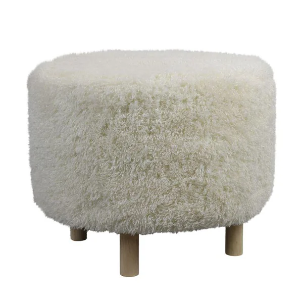 Pouf rond blanc cassé en tissu - Ø 58 x H 48 cm