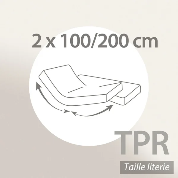 Protège matelas ANTONIN 2x100x200 cm bonnet 40 cm molleton 220 g/m² absorbant blanc lit articulé TPR