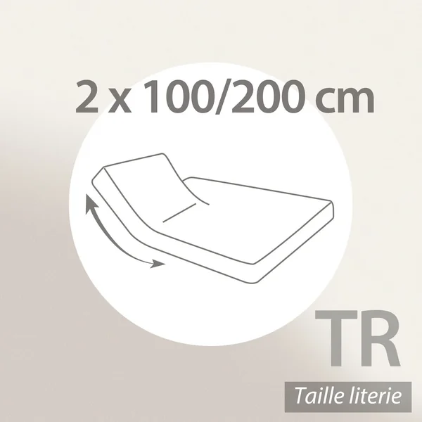 Protège matelas ANTONIN 2x100x200 cm bonnet 40 cm molleton 220 g/m² absorbant blanc lit articulé TR