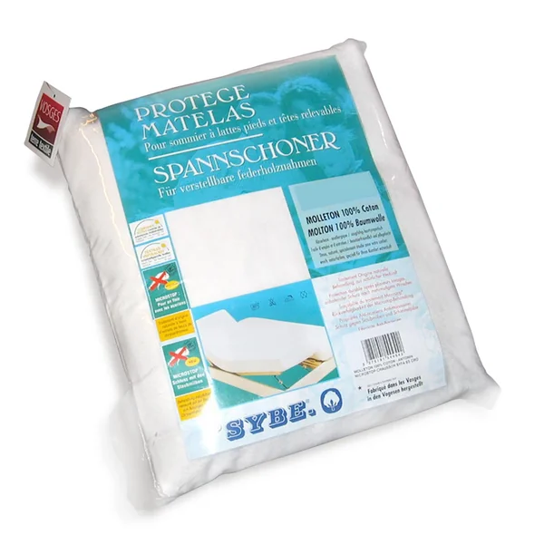 Protège matelas ANTONIN 2x80x200 cm bonnet 23 cm molleton 220 g/m² absorbant blanc lit articulé TPR