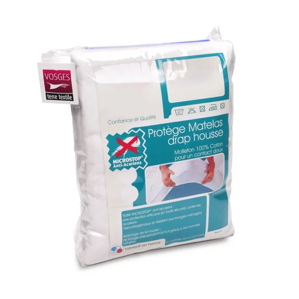Protège matelas ANTONIN 90x190 cm bonnet 40 cm molleton 220 g/m² absorbant blanc