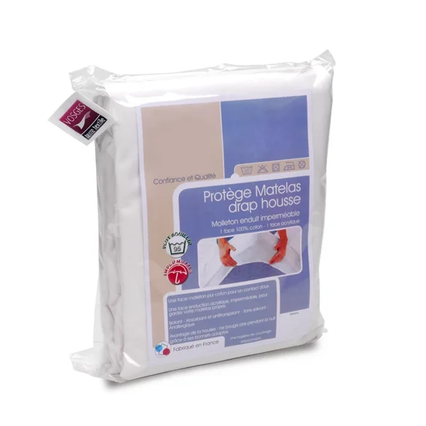 Protège matelas imperméable ANTONY 220x200 cm bonnet 40 cm coton enduction acrylique