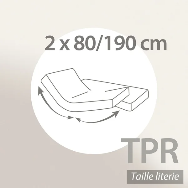 Protège matelas imperméable ANTONY 2x80x190 cm bonnet 30 cm coton enduction acrylique lit articulé TPR