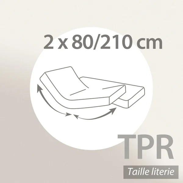 Protège matelas imperméable ANTONY 2x80x210 cm bonnet 23 cm coton enduction acrylique lit articulé TPR