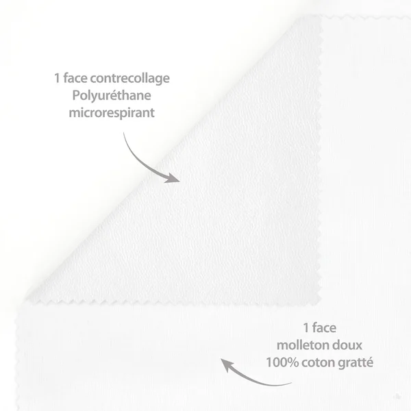 Protège matelas imperméable ARNON 130x200 cm bonnet 23 cm molleton 100% coton contrecollé polyuréthane