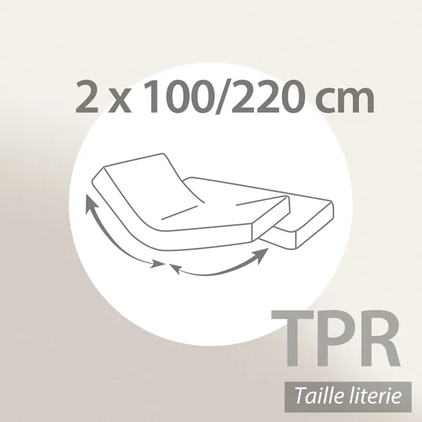 Protège matelas imperméable ARNON 2x100x220 cm lit articulé TPR bonnet 30 cm molleton 100% coton contrecollé polyuréthane