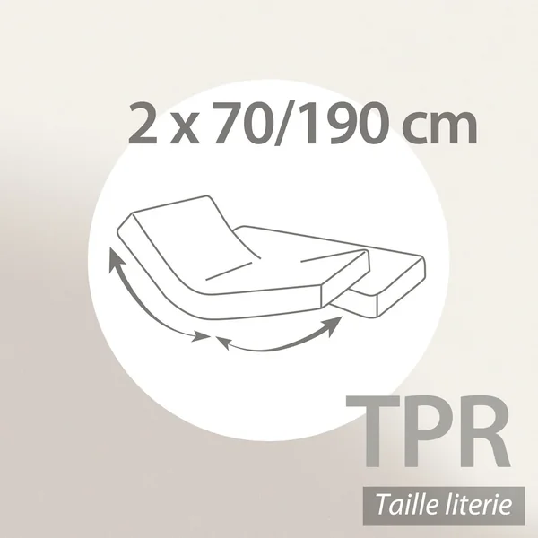Protège matelas imperméable ARNON 2x70x190 cm lit articulé TPR bonnet 23 cm molleton 100% coton contrecollé polyuréthane