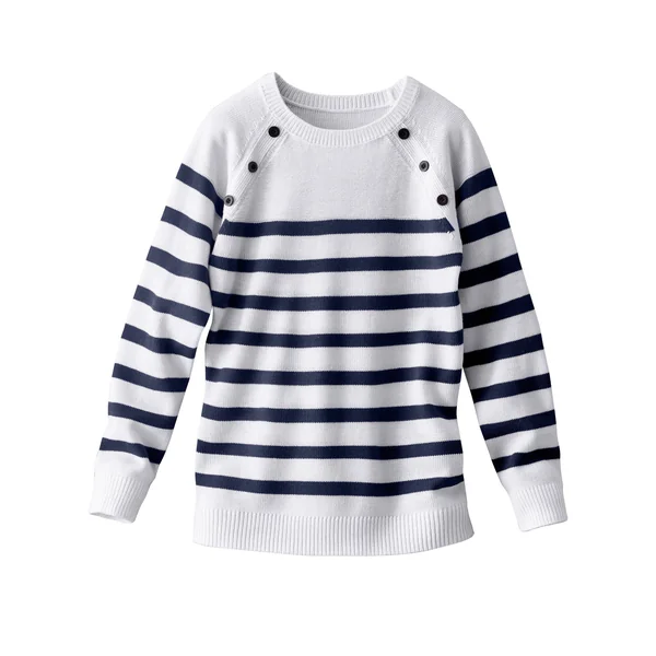 Pull marinière manches longues rayé, écru / marine