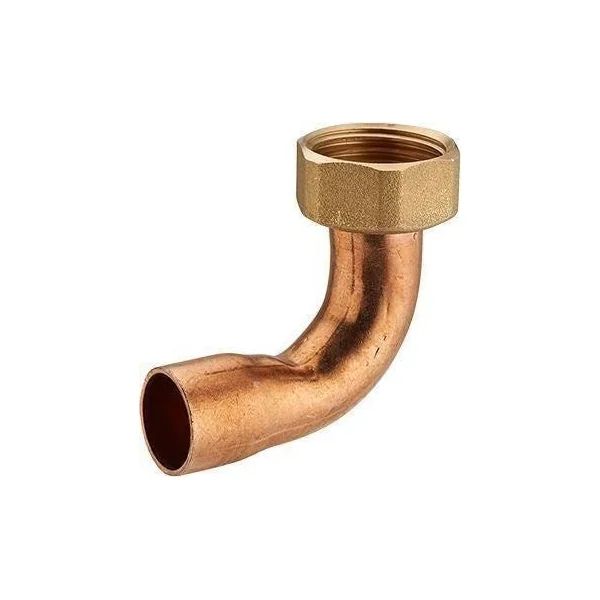 Raccord fer/cuivre 2 pcs coudé écrou prisonnier F15x21 Ø16
