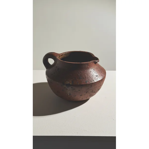 Rare sculptural stoneware pitcher by Pierre Digan, La Borne, France, circa 1965.