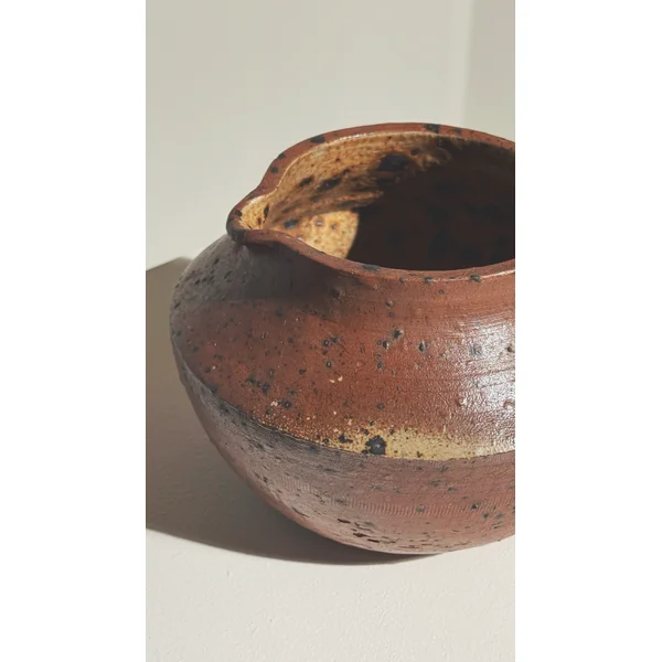 Rare sculptural stoneware pitcher by Pierre Digan, La Borne, France, circa 1965.