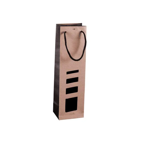 Sac Elusa en papier kraft certifié FSC® pour 1 bouteille Cav Service - 9 x 11 x 39 cm