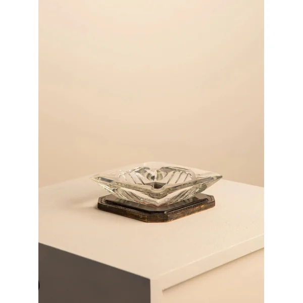Saint-Louis Crystal and Leather Ashtray