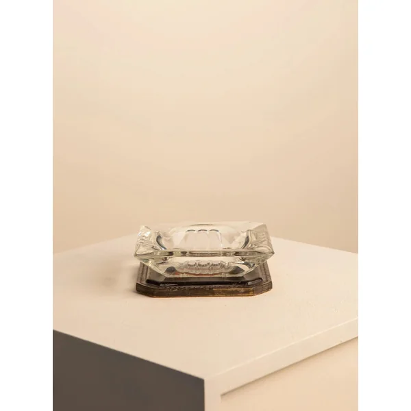 Saint-Louis Crystal and Leather Ashtray