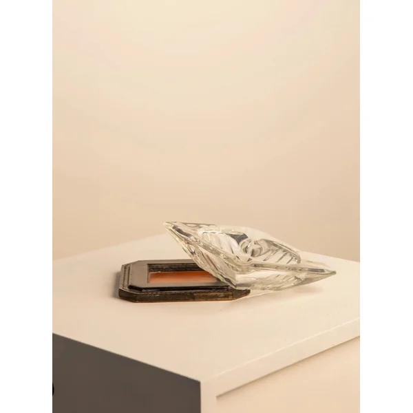 Saint-Louis Crystal and Leather Ashtray