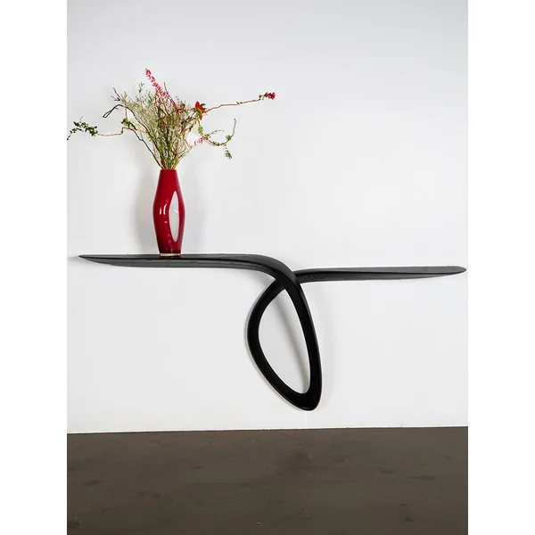 Sculptural Giv Wall Mounted Console Table in Ash wood Ebony stain