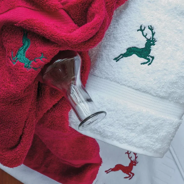 Serviette de toilette 50x100 cm HIRSH Blanc/Bleu 600 g/m2