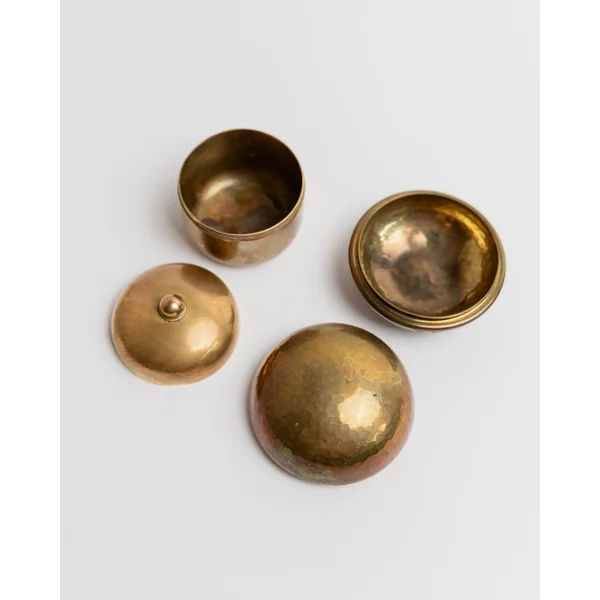Set of 2 Vintage Brass Tins with Lid, handmade, Italy 1950s, for Gifts, Jewelry or Meds