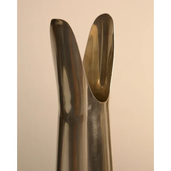 Set of 3 Italian "Organ" Vases in Silver Metal, 60s