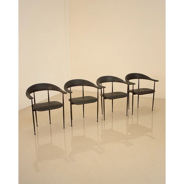 Set of 4 Chairs "P40" by Giancarlo Vegni for Fasem 80's